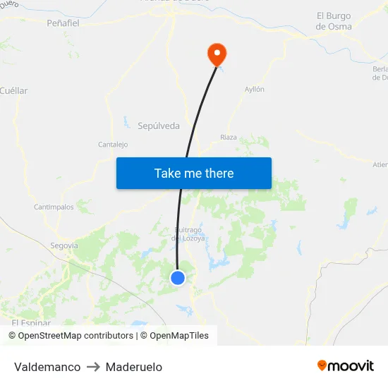 Valdemanco to Maderuelo map