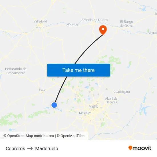 Cebreros to Maderuelo map