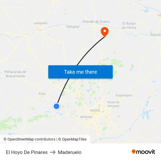 El Hoyo De Pinares to Maderuelo map