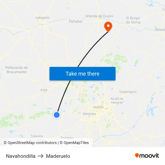 Navahondilla to Maderuelo map