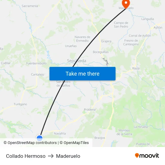 Collado Hermoso to Maderuelo map