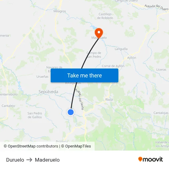 Duruelo to Maderuelo map