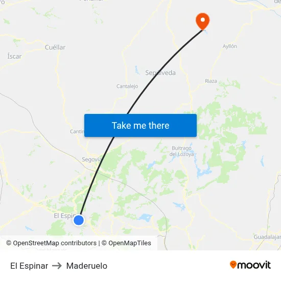 El Espinar to Maderuelo map