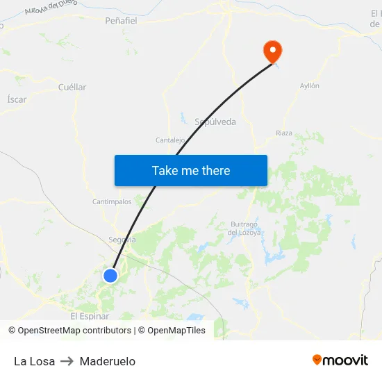 La Losa to Maderuelo map