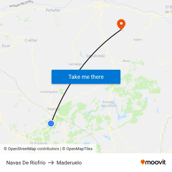 Navas De Riofrío to Maderuelo map