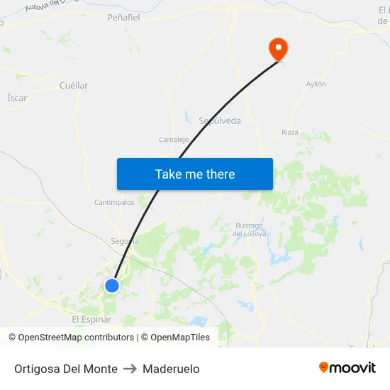 Ortigosa Del Monte to Maderuelo map