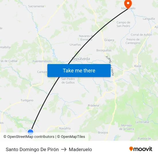 Santo Domingo De Pirón to Maderuelo map