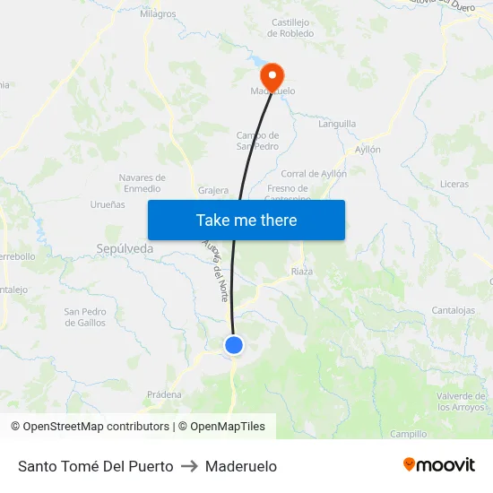 Santo Tomé Del Puerto to Maderuelo map