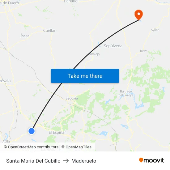 Santa María Del Cubillo to Maderuelo map
