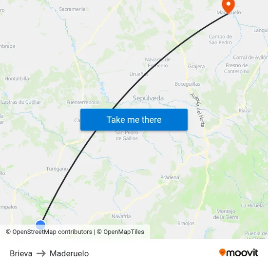 Brieva to Maderuelo map
