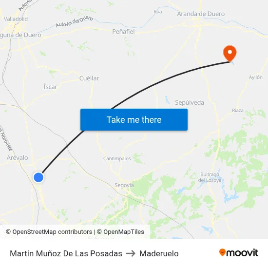 Martín Muñoz De Las Posadas to Maderuelo map
