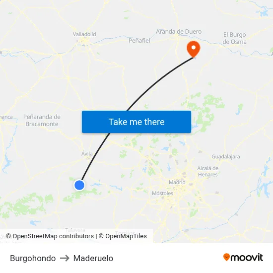 Burgohondo to Maderuelo map