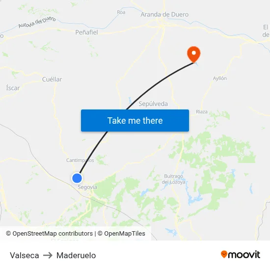 Valseca to Maderuelo map