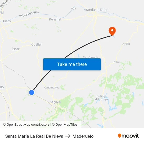 Santa María La Real De Nieva to Maderuelo map