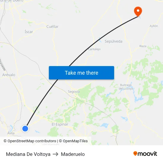 Mediana De Voltoya to Maderuelo map