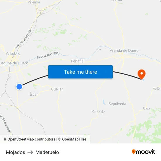 Mojados to Maderuelo map