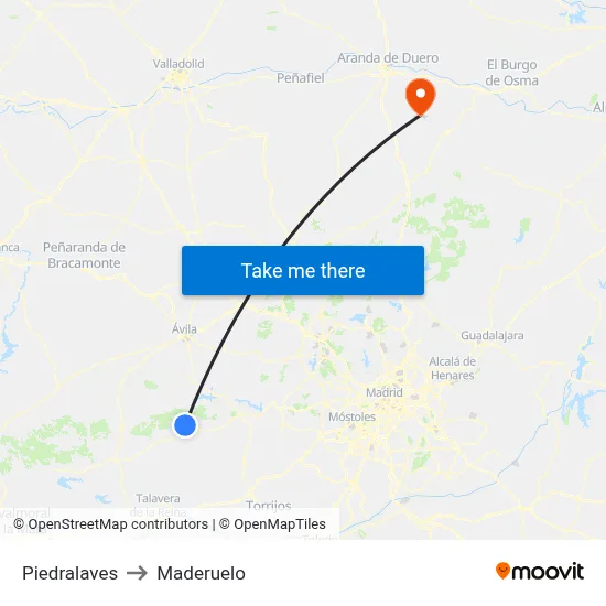 Piedralaves to Maderuelo map