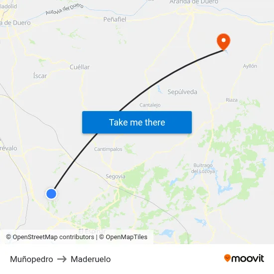 Muñopedro to Maderuelo map