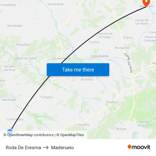 Roda De Eresma to Maderuelo map