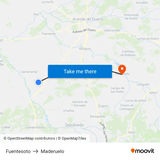 Fuentesoto to Maderuelo map