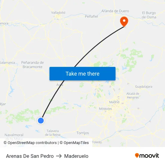 Arenas De San Pedro to Maderuelo map