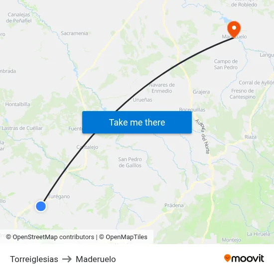 Torreiglesias to Maderuelo map