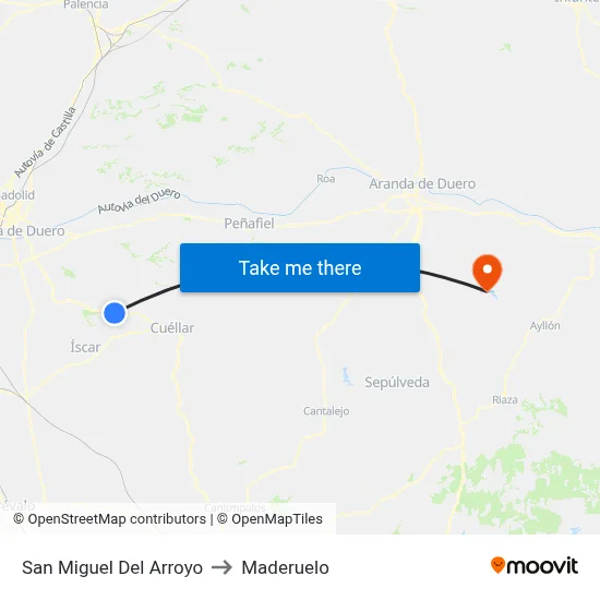 San Miguel Del Arroyo to Maderuelo map