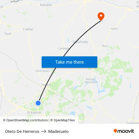 Otero De Herreros to Maderuelo map