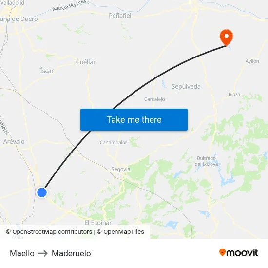 Maello to Maderuelo map