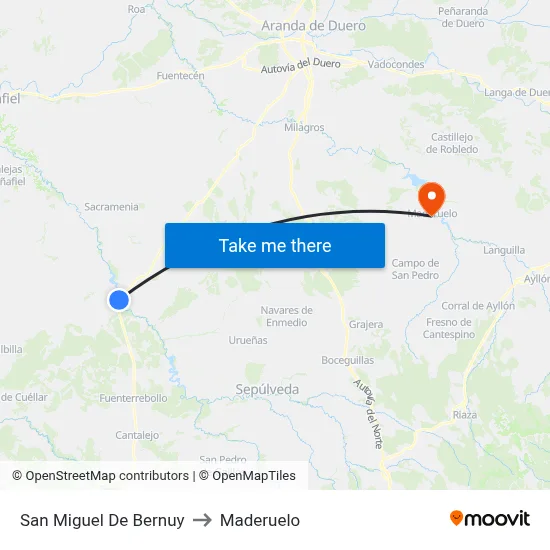 San Miguel De Bernuy to Maderuelo map