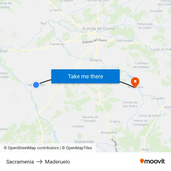 Sacramenia to Maderuelo map