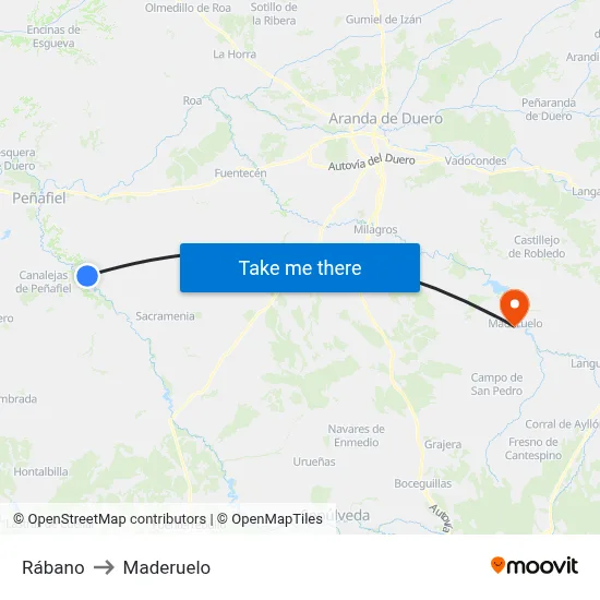 Rábano to Maderuelo map