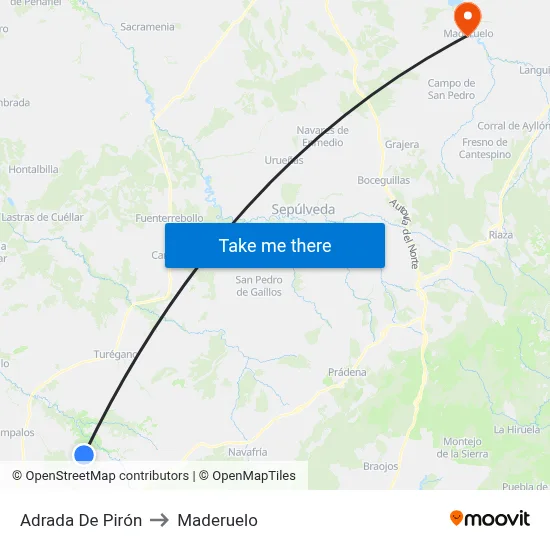 Adrada De Pirón to Maderuelo map