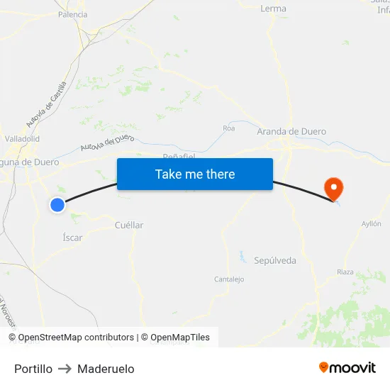 Portillo to Maderuelo map