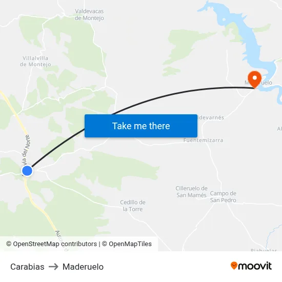 Carabias to Maderuelo map