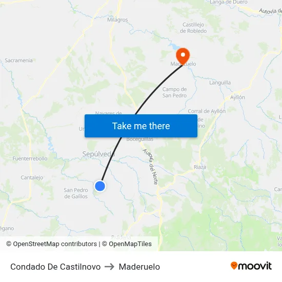 Condado De Castilnovo to Maderuelo map