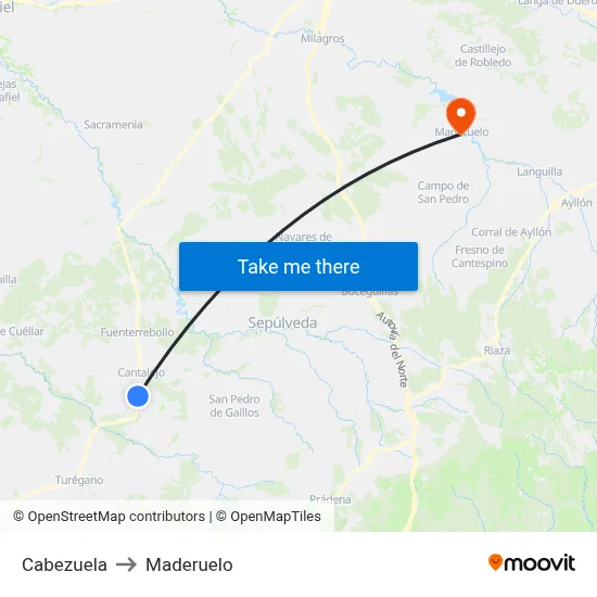 Cabezuela to Maderuelo map