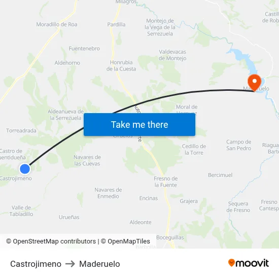 Castrojimeno to Maderuelo map