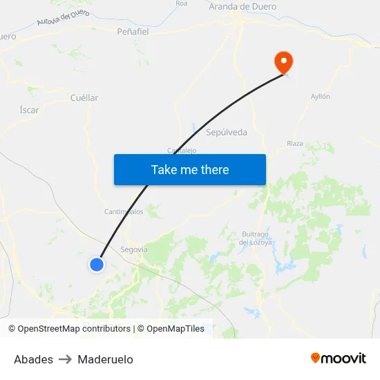 Abades to Maderuelo map