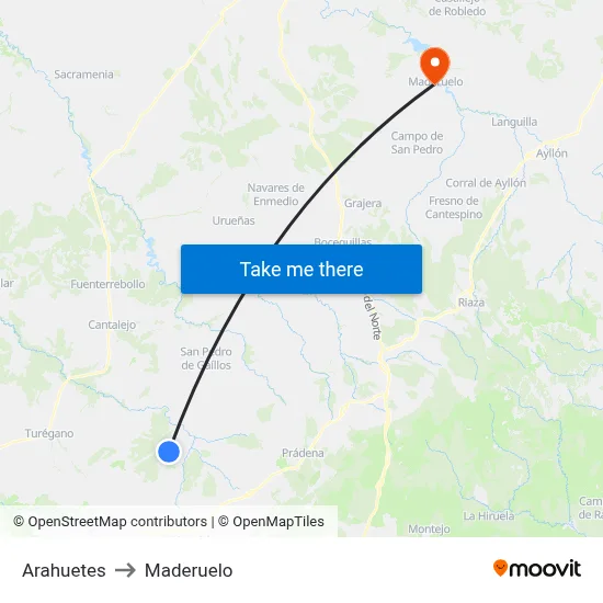 Arahuetes to Maderuelo map