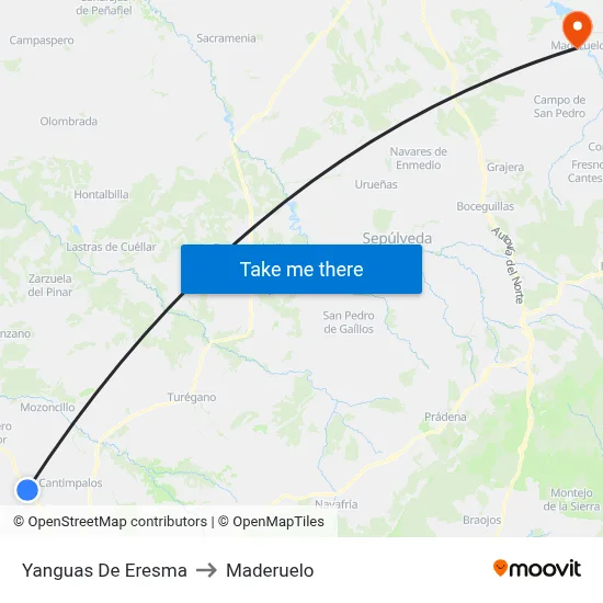 Yanguas De Eresma to Maderuelo map