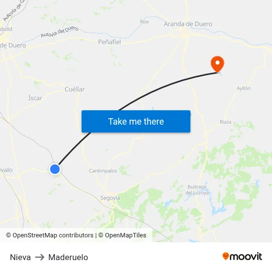Nieva to Maderuelo map