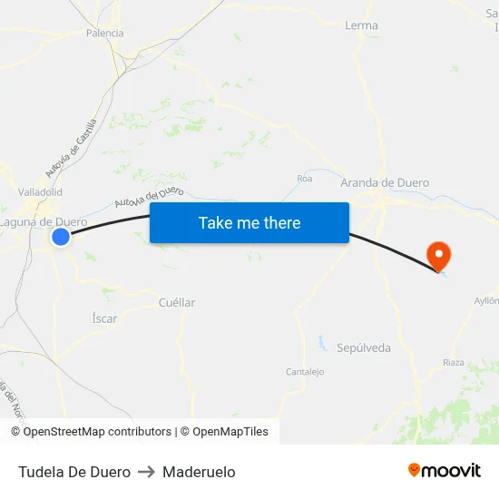 Tudela De Duero to Maderuelo map