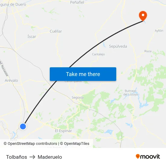 Tolbaños to Maderuelo map