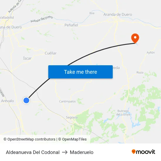 Aldeanueva Del Codonal to Maderuelo map