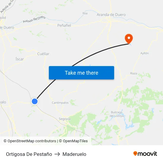 Ortigosa De Pestaño to Maderuelo map