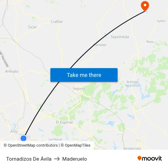 Tornadizos De Ávila to Maderuelo map