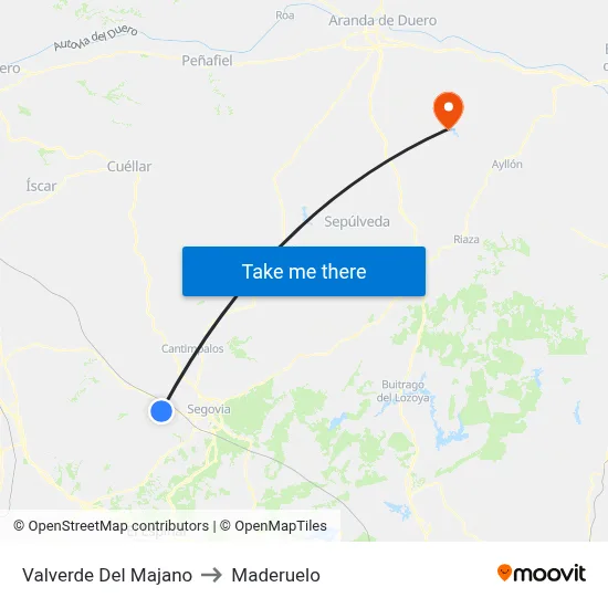 Valverde Del Majano to Maderuelo map