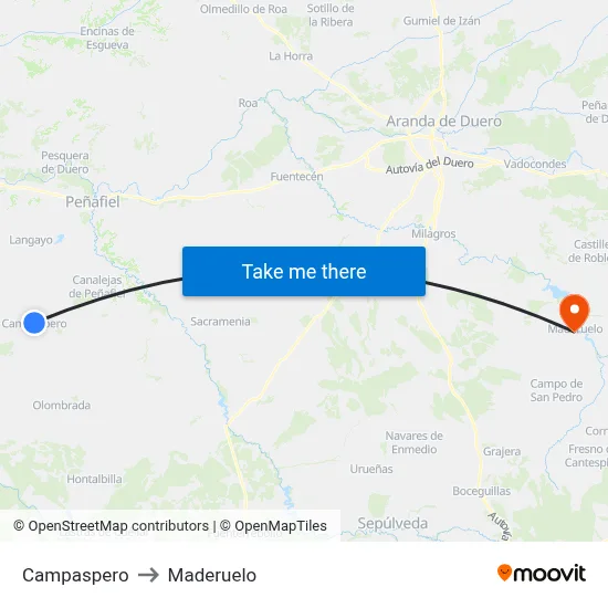 Campaspero to Maderuelo map