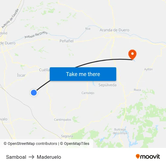 Samboal to Maderuelo map